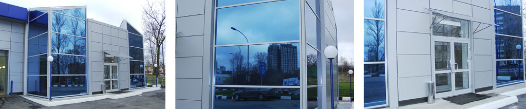 Остекление фасадов магазинов большими стеклопакетами Люберцы